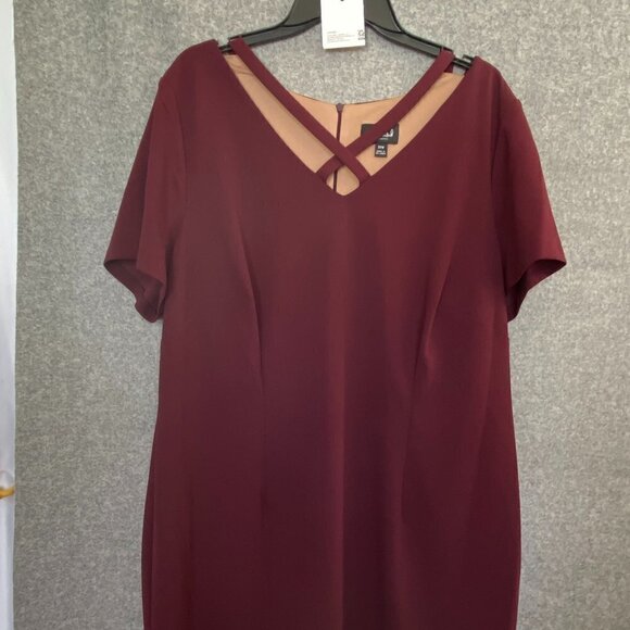 36.  Connected Short Sleeve Wine Midi Dress Size 20W - Picture 1 of 9
